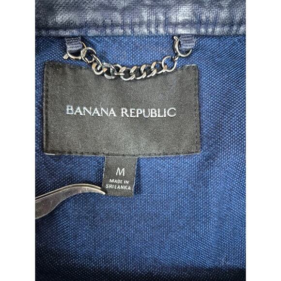 Banana Republic Navy Coated Denim Drawstring Pocket Utility Vest Women’s M - Picture 5 of 5
